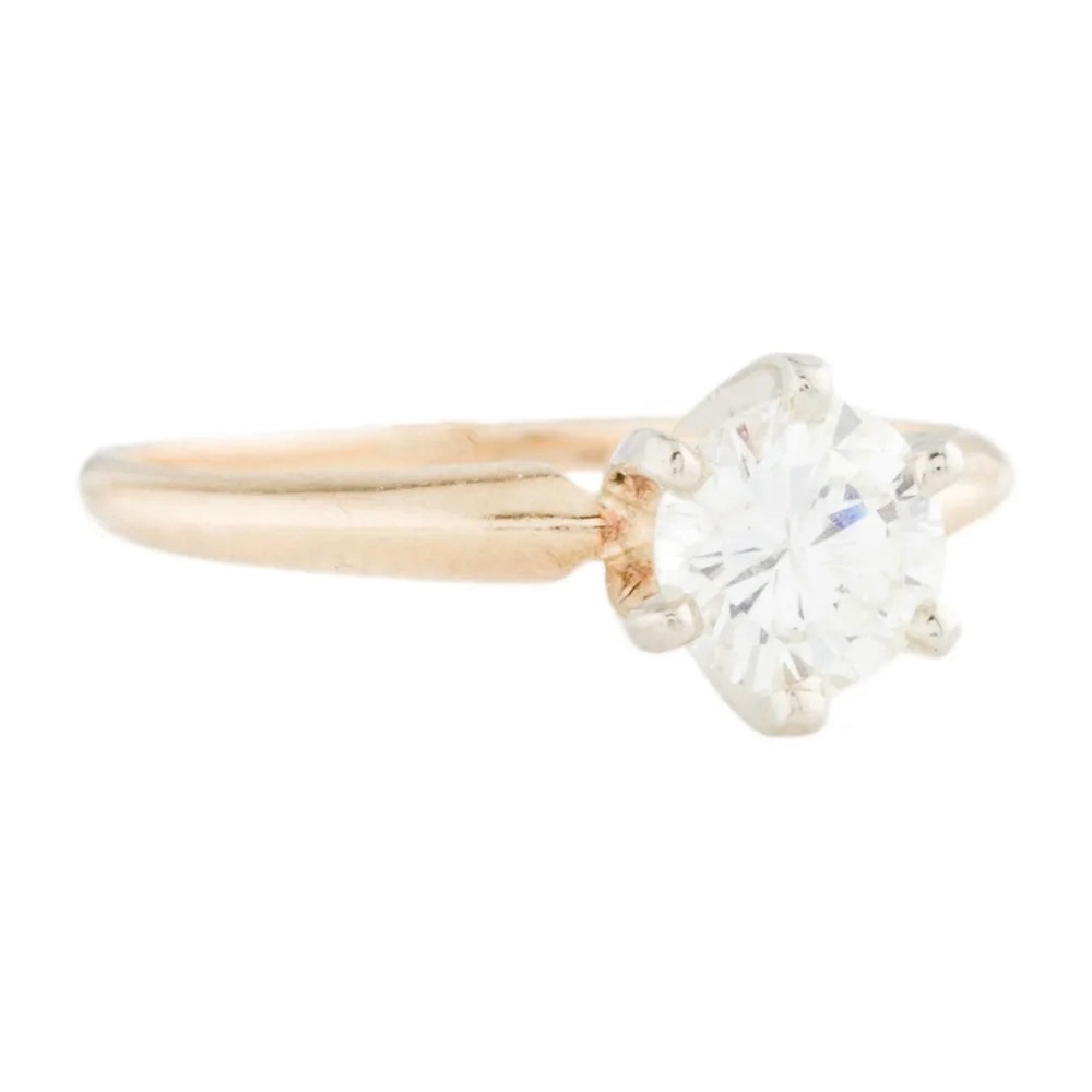 Vintage 14k Diamond Solitaire Wedding Engagement Gold Ring Size 5 CTW 0.66 SI2